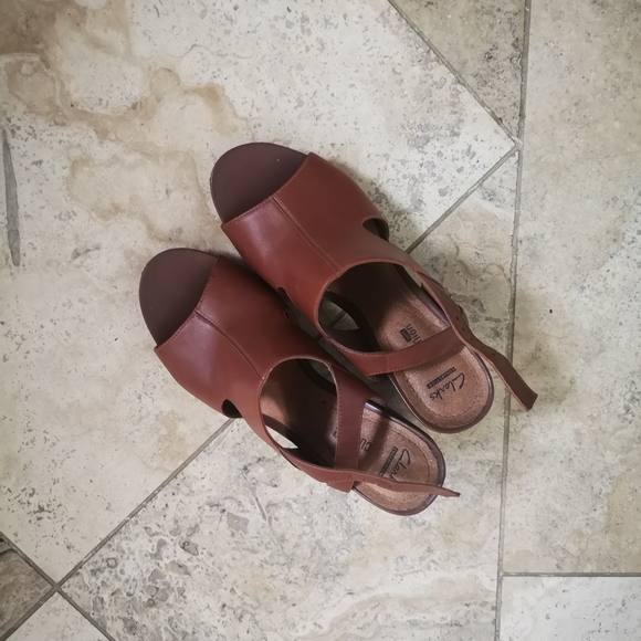 Clarks cognac stacked heel mule - Picture 3 of 3